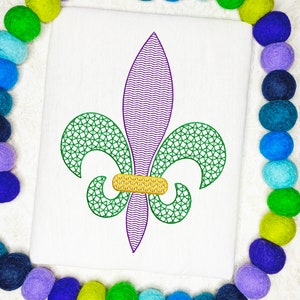 Mardi Gras Fleur de lis motif filled machine embroidery design