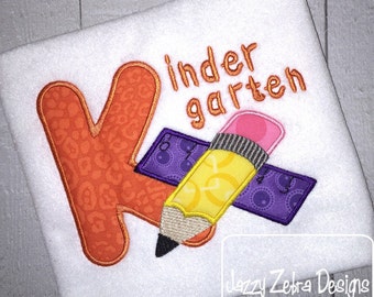 Pencil and Ruler Embroidery Applique Design. Back to School Embroidery ...