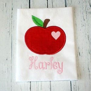 Apple with heart appliqué machine embroidery design