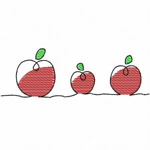 Simple Apples mini sketch machine embroidery design