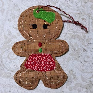 Gingerbread girl ornament In The Hoop machine embroidery design