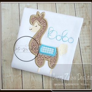 Llama applique machine embroidery design