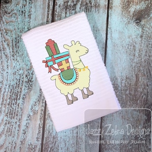 Weihnachtslama mit Geschenke Skizze Stickdatei