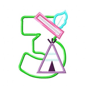Teepee 3rd Birthday Appliqué Machine Embroidery Design