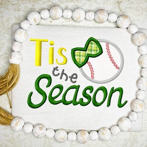 Tis the baseball season girl appliqué machine embroidery design