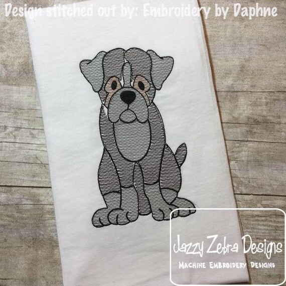 Boxer Dog Sketch Machine Embroidery Design Instant Download Design