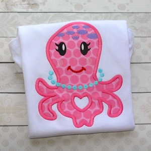 Girly Octopus applique machine embroidery design