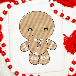 Gingerbread boy sketch machine embroidery design