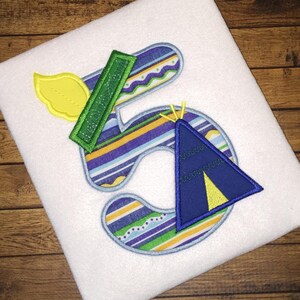 Teepee Fifth Birthday Appliqué Machine Embroidery Design