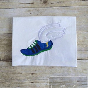 Track Shoe with wings appliqué machine embroidery design