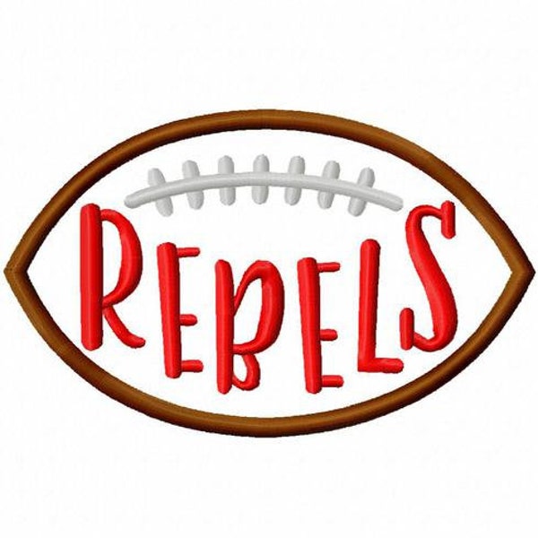 Rebels Football appliqué embroidery design