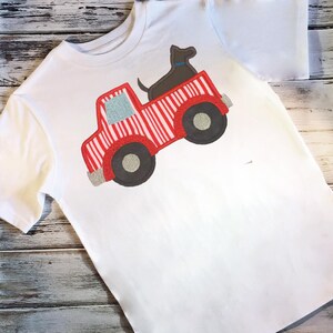 Truck with dog appliqué machine embroidery design