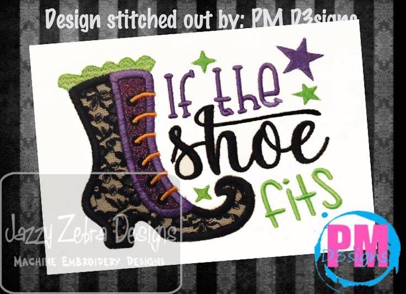 If the shoes fits saying Halloween appliqué machine embroidery design image 2