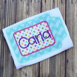 Crayon with name or monogram frame applique machine embroidery design