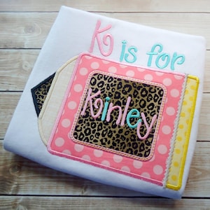 Pencil with monogram or name frame appliqué machine embroidery design