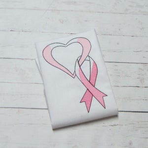 Pink Ribbon with Heart Sketch Machine Embroidery Design