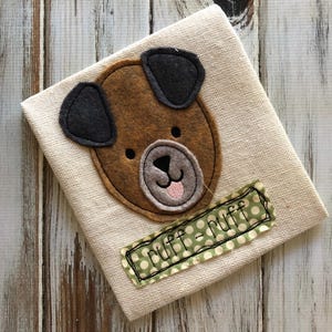 Dog says ruff ruff shabby chic bean stitch applique machine embroidery design