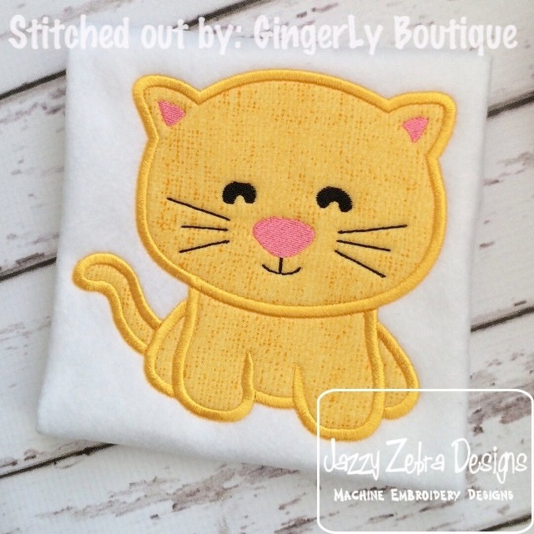 Cat Applique Machine Embroidery Design Etsy