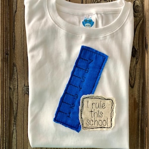 I rule this school saying school shabby chic bean stitch applique machine embroidery design