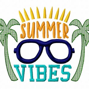 Summer Vibes saying sunglasses appliqué machine embroidery design