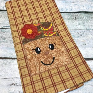 Fall girl scarecrow vintage stitch applique machine embroidery design