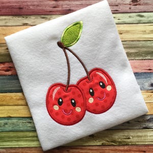 Cherries with faces appliqué machine embroidery design