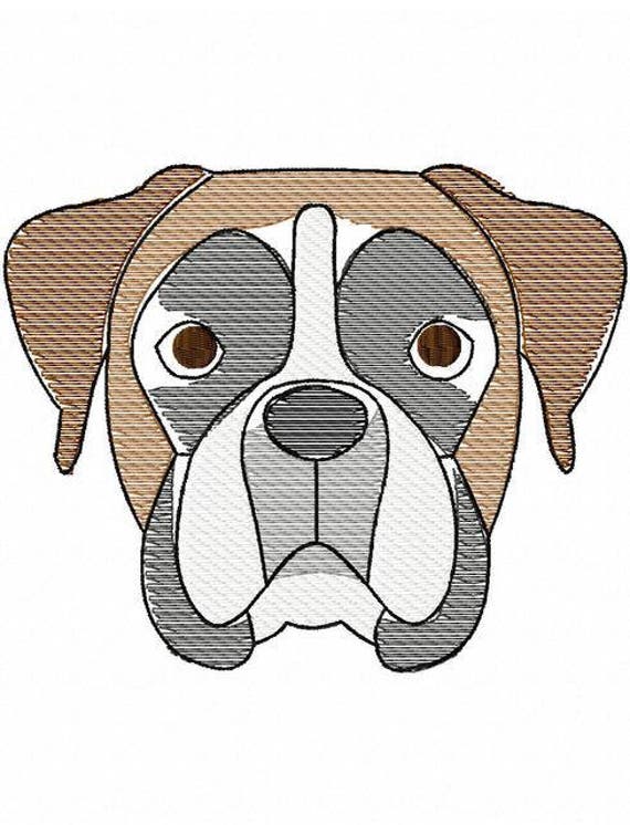 Boxer Dog Sketch Machine Embroidery Design - Etsy New Zealand