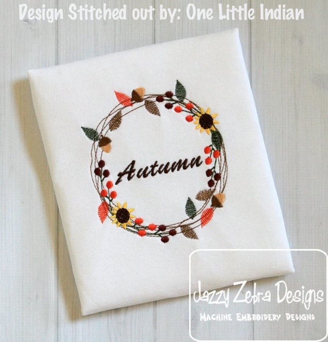 Fall Leaf and Acorn Wreath Circle Machine Embroidery Design - Etsy Denmark