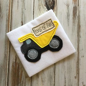 Tons of Fun saying dump truck shabby chic bean stitch applique machine embroidery design