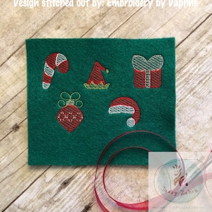 Set mit 5 Weihnachten mini 2,3 cm Sketch Maschinenstickdateien