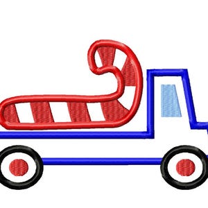 Truck with candy cane appliqué machine embroidery design