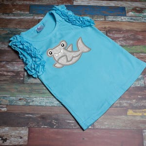 Hammer head shark appliqué machine embroidery design