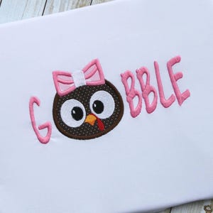 Gobble word girl Turkey Appliqué machine embroidery Design