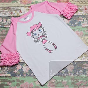 Swirly girl cowgirl sketch machine embroidery design