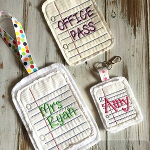 Note Book Paper In the Hoop keychain/pass/decoration machine embroidery design
