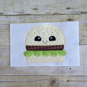 Hamburger with face appliqué machine embroidery design