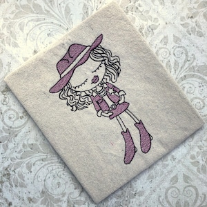 Swirly girl cowgirl sketch machine embroidery design