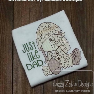 Boy Military sketch machine embroidery design