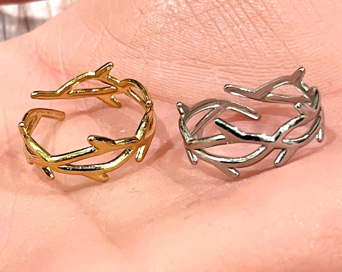 Featured listing image: Crown of Thorns Ring - Stainless Steel - Adjustable for any finger - in Silver or Gold Color