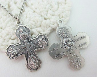 Collar de cruz católica, crucifijo, medalla milagrosa, cadena de acero inoxidable, Nuestra Señora del Monte Carmelo, Jesús, Escapulario, José, San Cristóbal, 4 y 5 vías