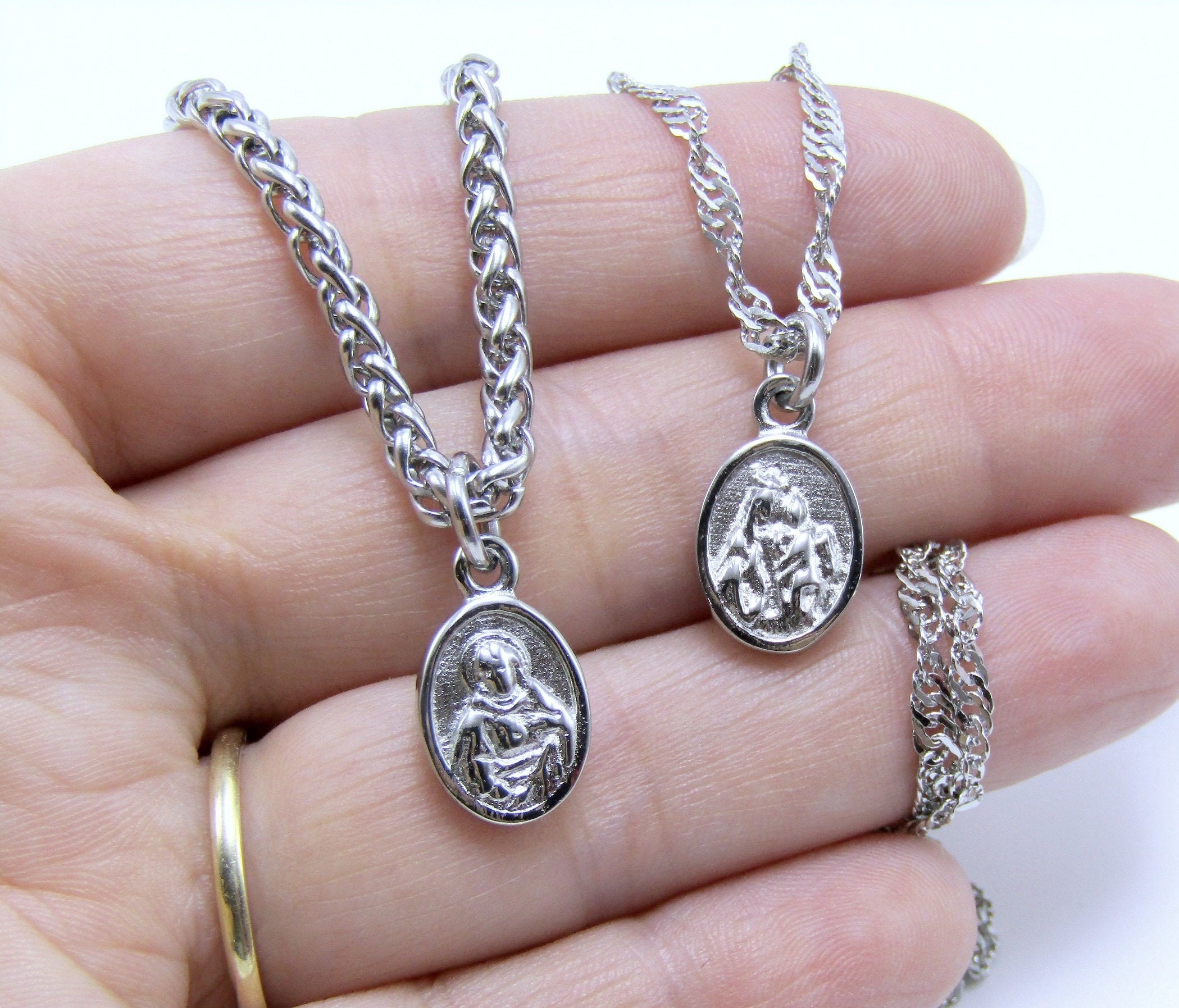 100% Stainless Steel Scapular Medal Necklace - Our Lady Mount