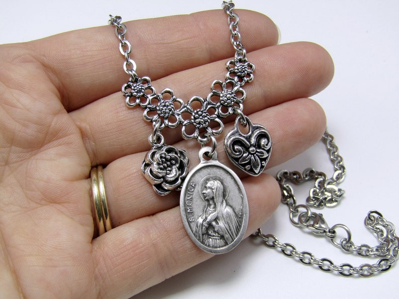 St Monica Choose 2 Charms Necklace Medal Patron Of - St Monica Pendant Gold