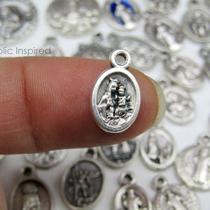 Customizable Tiny Medal Necklace Stainless Steel Chain Saint Our Lady Mary Crucifix Choose the Pendants Mini Dainty Small Simple image 7