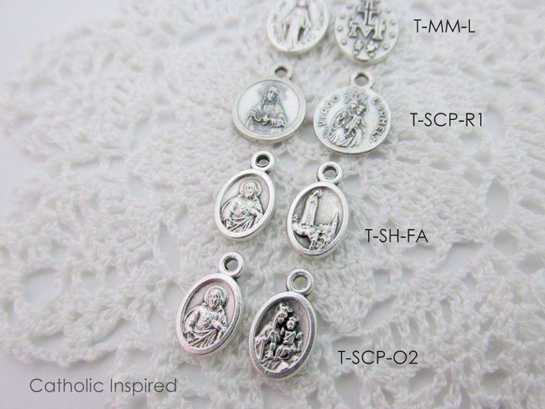 Tiny Miraculous Scapular Medals Dainty Small Catholic Saint | Etsy
