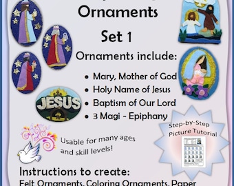January Saint Feast Day Ornament - Felt Patterns - Download John the Baptist Baptism Mary Mother of God Wisemen Epiphany Holy Name of Jesus