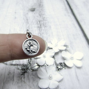 Tiny St Gerard Medal Necklace Stainless Steel Chain Catholic Saint Pendant Pregnancy Fertility Baby Mother Mini Dainty Small Simple image 1