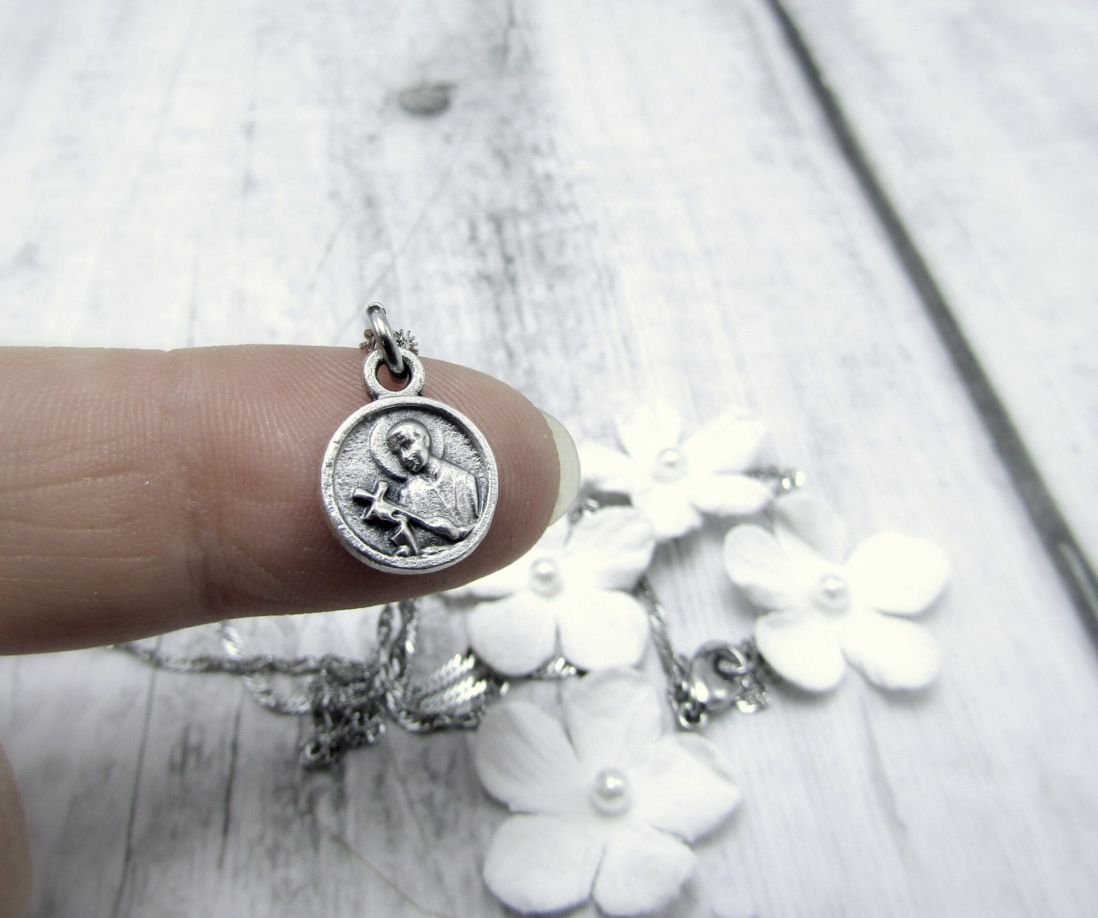 Tiny St Gerard Medal Necklace - Stainless Steel Chain - Catholic Saint ...