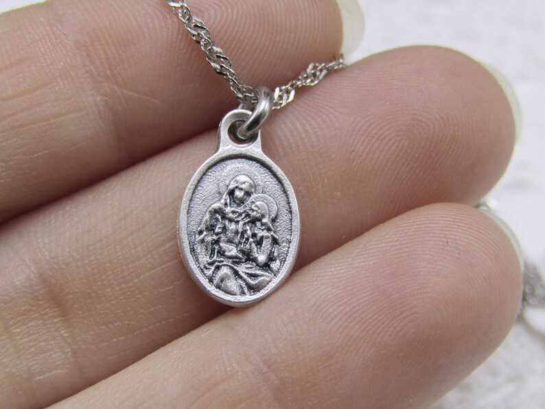 EXCLUSIVE St. Anne Tiny Medal & Birthstone Necklace Saint - Etsy