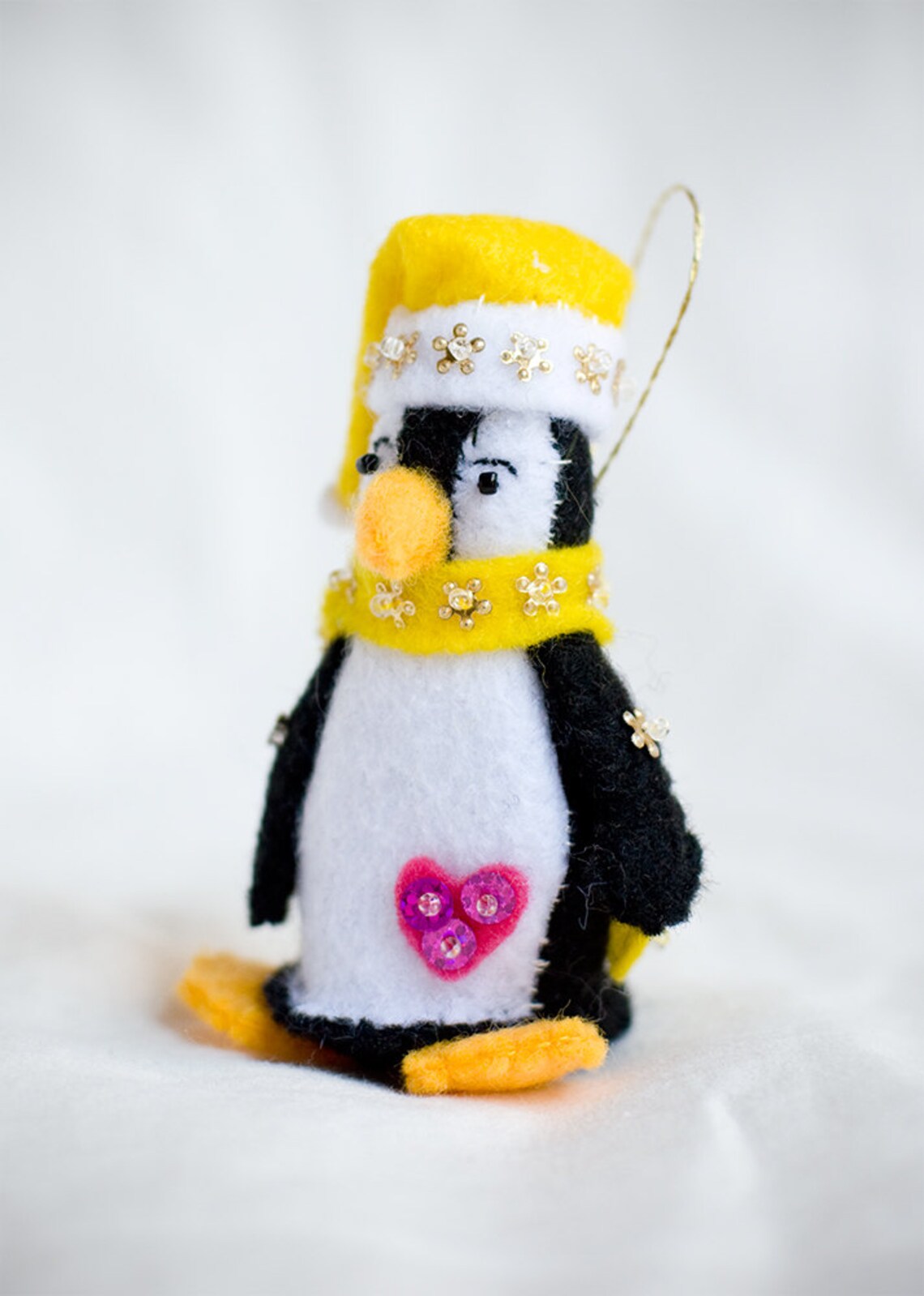 Penguin Christmas Tree Felt Ornaments with Sparkling Scarf and Etsy