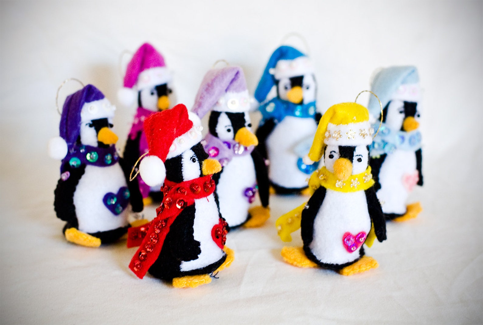Penguin Christmas Tree Felt Ornaments with Sparkling Scarf and Etsy